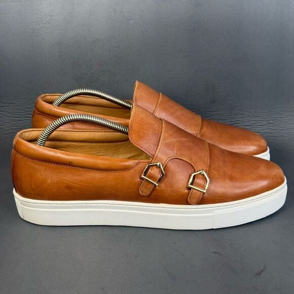 Marc Nolan Kyler Cognac Leather Belgian Loafer shoes men’s size 12 - Picture 1 of 8